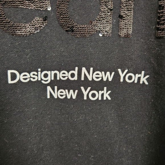 Calvin Klein Black Sequins Sweatshirt Logo Womens Size Medium Loungewear 90s - Picture 4 of 10
